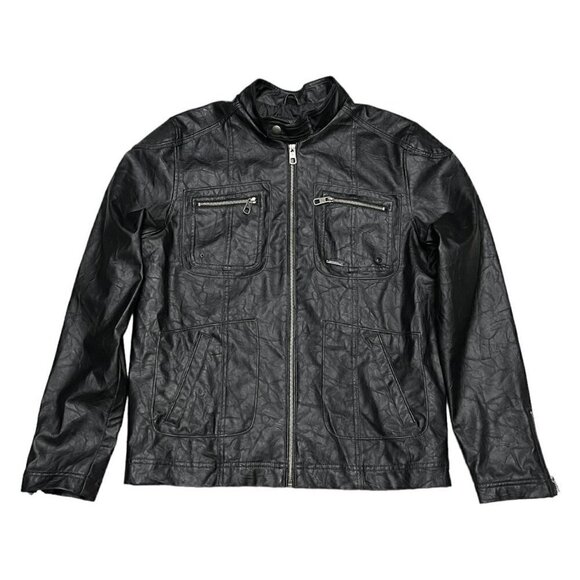 Marc Ecko CUT & SEW Faux Leather Bomber Biker Designer Jacket - Mens Medium - Picture 1 of 5